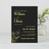 Butter Yellow Wildflower Wedding Kaart (Staand voorkant)