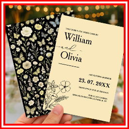 Butter Yellow Wildflower Wedding Kaart