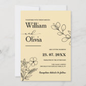 Butter Yellow Wildflower Wedding Kaart (Voorkant)