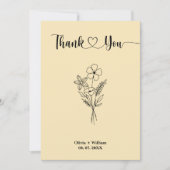 Butter Yellow Wildflowers Floral Photo Wedding Bedankkaart (Voorkant)