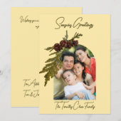 Butter Yellow with Ferns & Cones Seasons Greetings Feestdagenkaart (Voorkant / Achterkant)