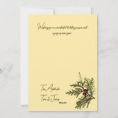 Butter Yellow with Ferns & Cones Seasons Greetings Feestdagenkaart (Achterkant)