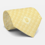 Buttercream en Gold Batik Monogram Stropdas (Opgerold)