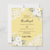 Buttercream geel wit kant bruiloft uitnodiging (Voorkant)