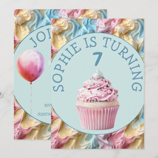 Buttercream Icing Party Verjaardag Kaart (Voorkant / Achterkant)