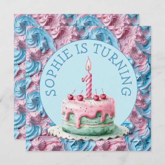 Buttercream Icing Party Verjaardag Kaart (Voorkant / Achterkant)