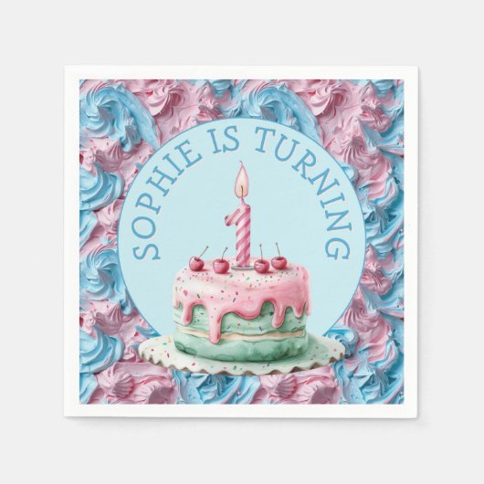 Buttercream Icing Party Verjaardag Servet (Voorkant)