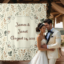 Buttercream Leaves Wedding Achtergrond Wandkleed