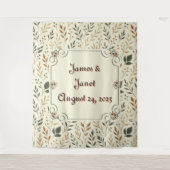 Buttercream Leaves Wedding Achtergrond Wandkleed (Voorkant)