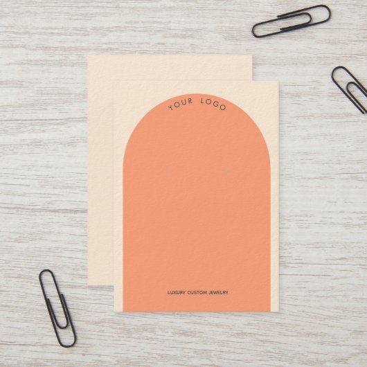 Buttercream Peaches Arch Oorbel Display Visitekaartje (Voorkant / Achterkant in situ)