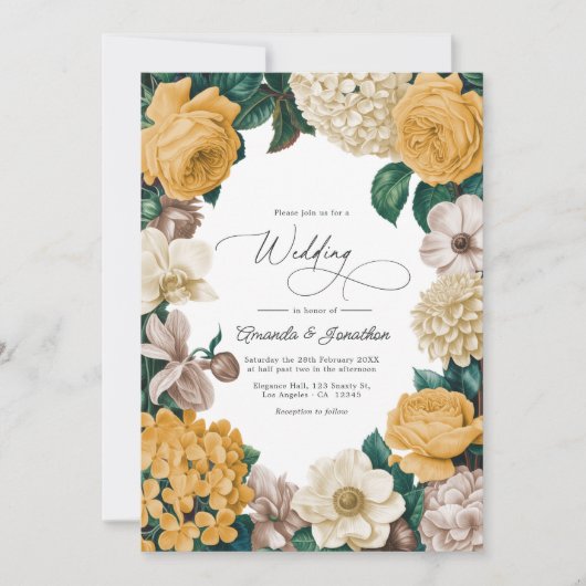 Buttercream, Soft Marigold & Blush Taupe Wedding Kaart (Voorkant)