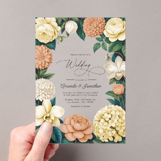 Buttercream, Vanilla Silk & Soft Apricot Wedding Acryl Uitnodigingen (Insitu (Draagbaar))