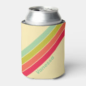 Buttercream Whisper Stripes met naam Blikjeskoeler (Blikje Voorkant)