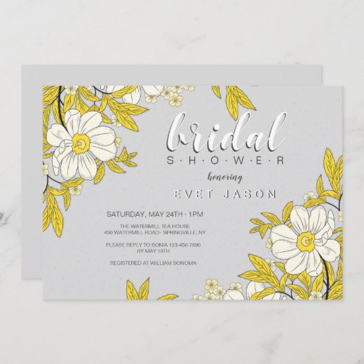 Buttercup Bloemen Douche Uitnodiging (Voorkant / Achterkant)