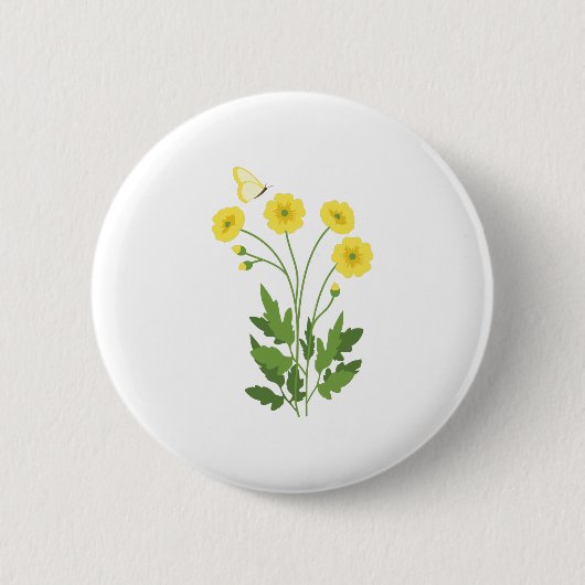Buttercup Butterfly Ronde Button 5,7 Cm (Voorkant)