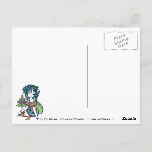 "Buttercup" Cup Cake Couture Rainbow Fairy Art Briefkaart (Achterkant)