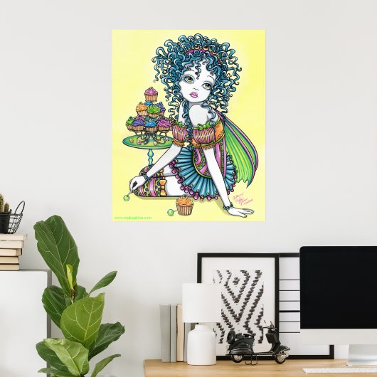 "Buttercup" Cute Cup Cake Fairy Poster (Thuiskantoor)