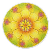 Buttercup en Rozen Keramische Kabinetknop Keramische Knop (Voorkant)