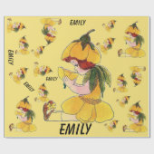 Buttercup Flower Funny Cute Little Girl Cadeaupapier (Vlak)