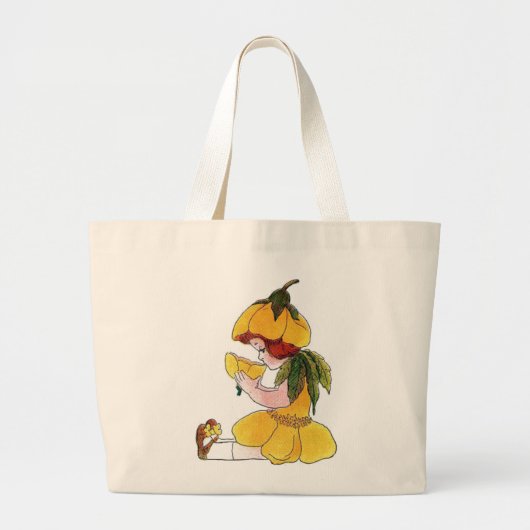 Buttercup Flower Funny Cute Little Girl Grote Tote Bag (Voorkant)