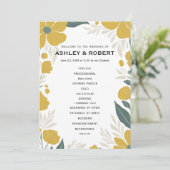 Buttercup Geel Bloemen Moderne Huwelijksceremonie Programmakaart (Staand voorkant)