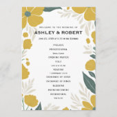 Buttercup Geel Bloemen Moderne Huwelijksceremonie Programmakaart (Voorkant)