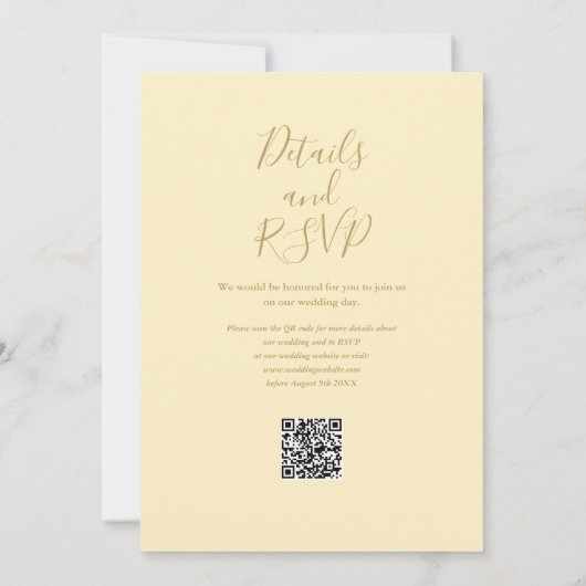 Buttercup Geel en Goud Groen QR Code Huwelijk Kaart (Achterkant)