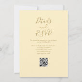 Buttercup Geel en Goud QR Code Wedding Kaart (Achterkant)