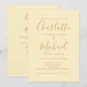 Buttercup Geel en Goud QR Code Wedding Kaart (Voorkant / Achterkant)