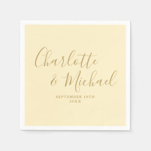 Buttercup Geel en Goud Script bruiloft Servet