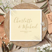 Buttercup Geel en Goud Script bruiloft Servet