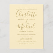 Buttercup Geel en Goud Script bruiloft Uitnodiging Briefkaart (Voorkant)