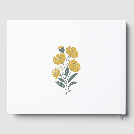 Buttercup Geel Goud Bloemen Moderne bruiloft Gastenboek (Achterkant)