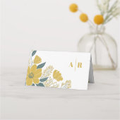Buttercup Geel Goud Moderne Bloemen Huwelijk Plaatskaartje (Achterkant)