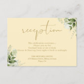 Buttercup geel groen bruiloft receptie informatiekaartje (Voorkant)