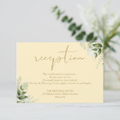 Buttercup geel groen bruiloft receptie informatiekaartje (Staand voorkant)