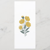 Buttercup Geel Modern Bloemen Trouwdiner Menu (Achterkant)