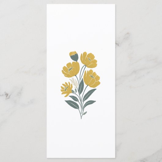 Buttercup Geel Modern Bloemen Trouwdiner Menu (Achterkant)