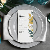 Buttercup Geel Modern Bloemen Trouwdiner Menu
