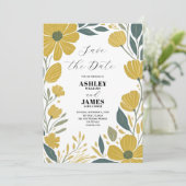 Buttercup Geel Moderne Bloemen Bewaar de Datum Kaart (Staand voorkant)