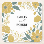 Buttercup Geel Moderne Bloemen Huwelijk Kartonnen Onderzetters (Voorkant)