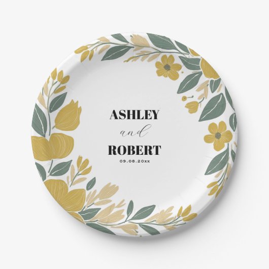 Buttercup Geel Moderne Bloemen Huwelijk Papieren Bordje (Voorkant)