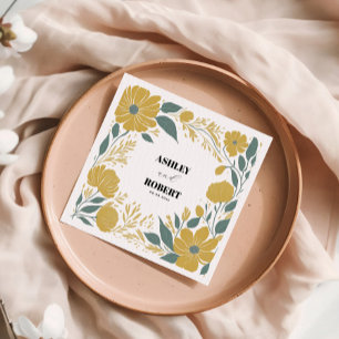 Buttercup Geel Moderne Bloemen Huwelijk Servet