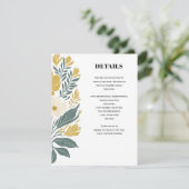 Buttercup Geel Moderne Bloemen Trouwdetails Informatiekaartje (Staand voorkant)