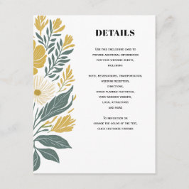 Buttercup Geel Moderne Bloemen Trouwdetails Informatiekaartje