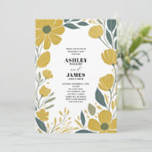 Buttercup Geel Moderne Bloemen Verlovingsfeest Kaart (Staand voorkant)