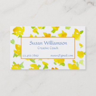 Buttercup Gele Hand Geschilderde Waterverf Bloemen Visitekaartje