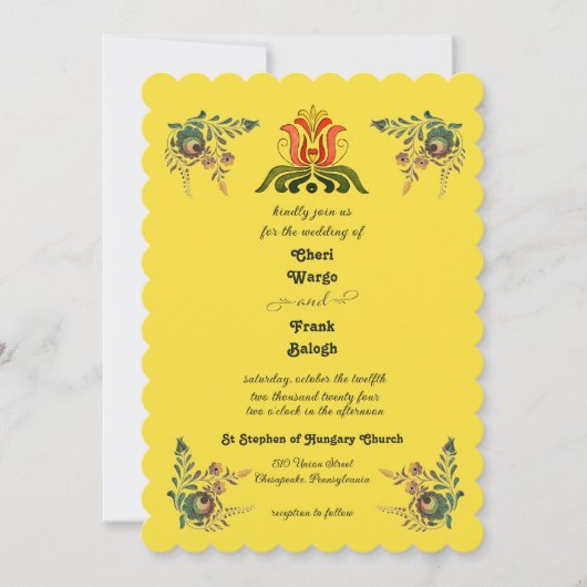 Buttercup Gold Hungarian Wedding Invitation Kaart (Voorkant)