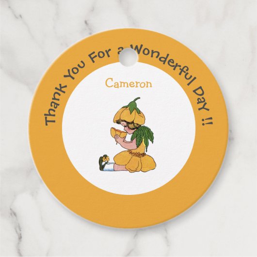 Buttercup Kind Whimsical Flower Party Collectie Bedankjes Labels (Voorkant)