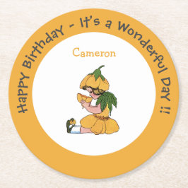 Buttercup Kind Whimsical Flower Party Collectie Ronde Kartonnen Onderzetter